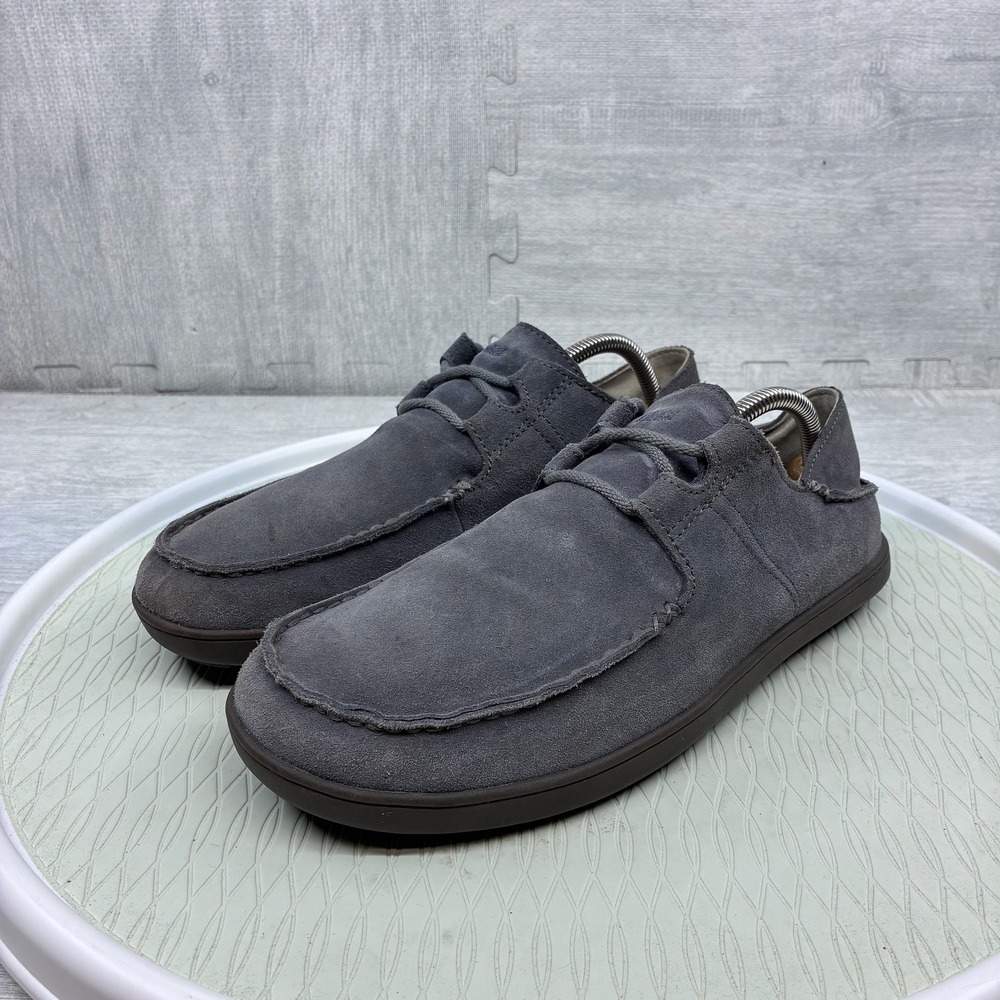 OluKai Ohana Sneaker Suede Mens‎ 10 Gray Leather Casual Slip On Beach
